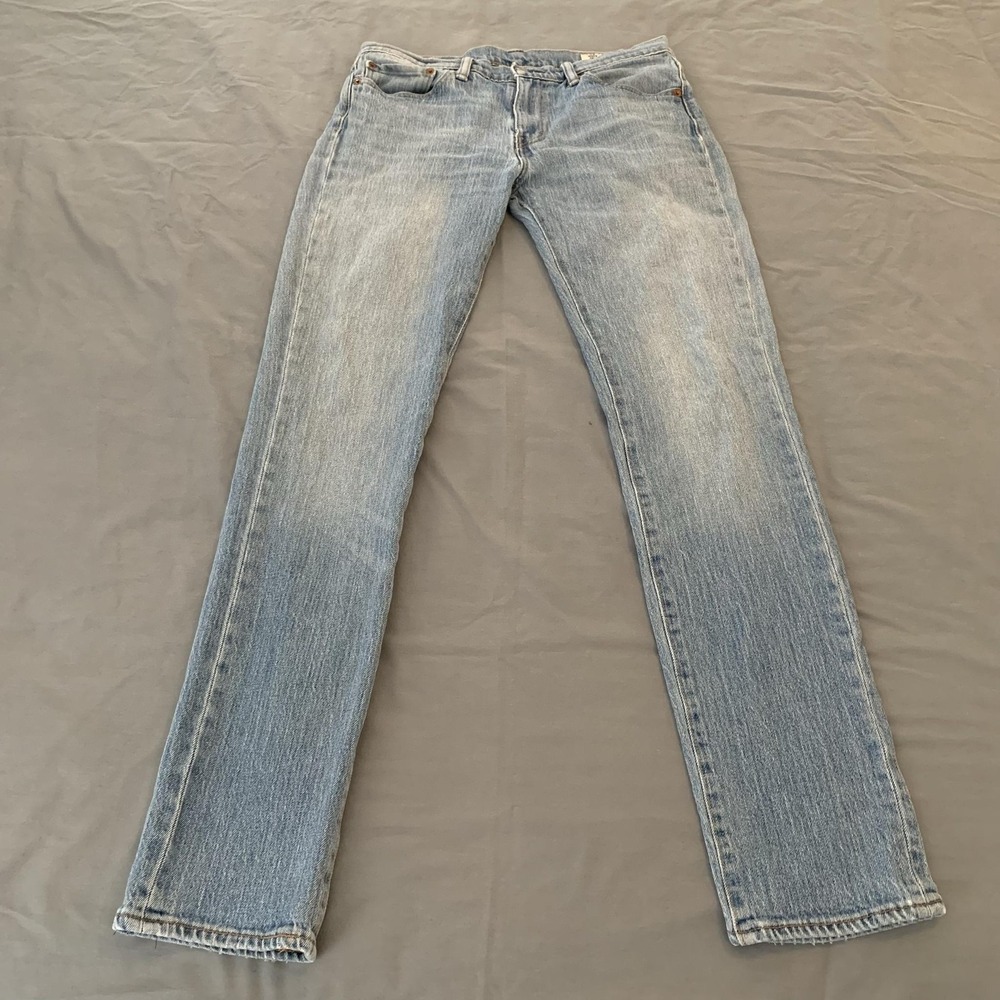 Levis 511 Jeans Mens 33x34 (31x31 fit) Blue Light Wash Straight White Cone Denim